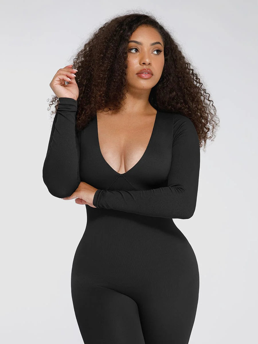 SculptFit Deep V-Neck Jumpsuit