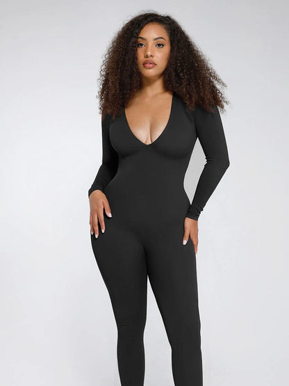 SculptFit Deep V-Neck Jumpsuit