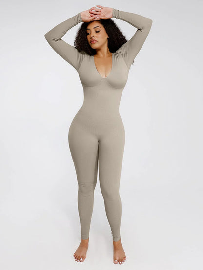 SculptFit Deep V-Neck Jumpsuit