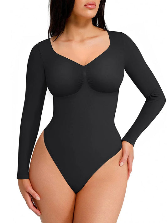 OuterContour Chest Support Full Sleeves Thong Bodysuit