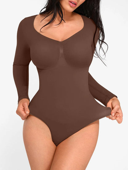 OuterContour Chest Support Full Sleeves Thong Bodysuit