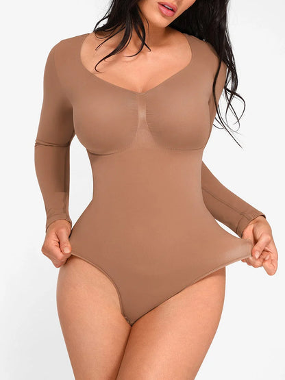 OuterContour Chest Support Full Sleeves Thong Bodysuit