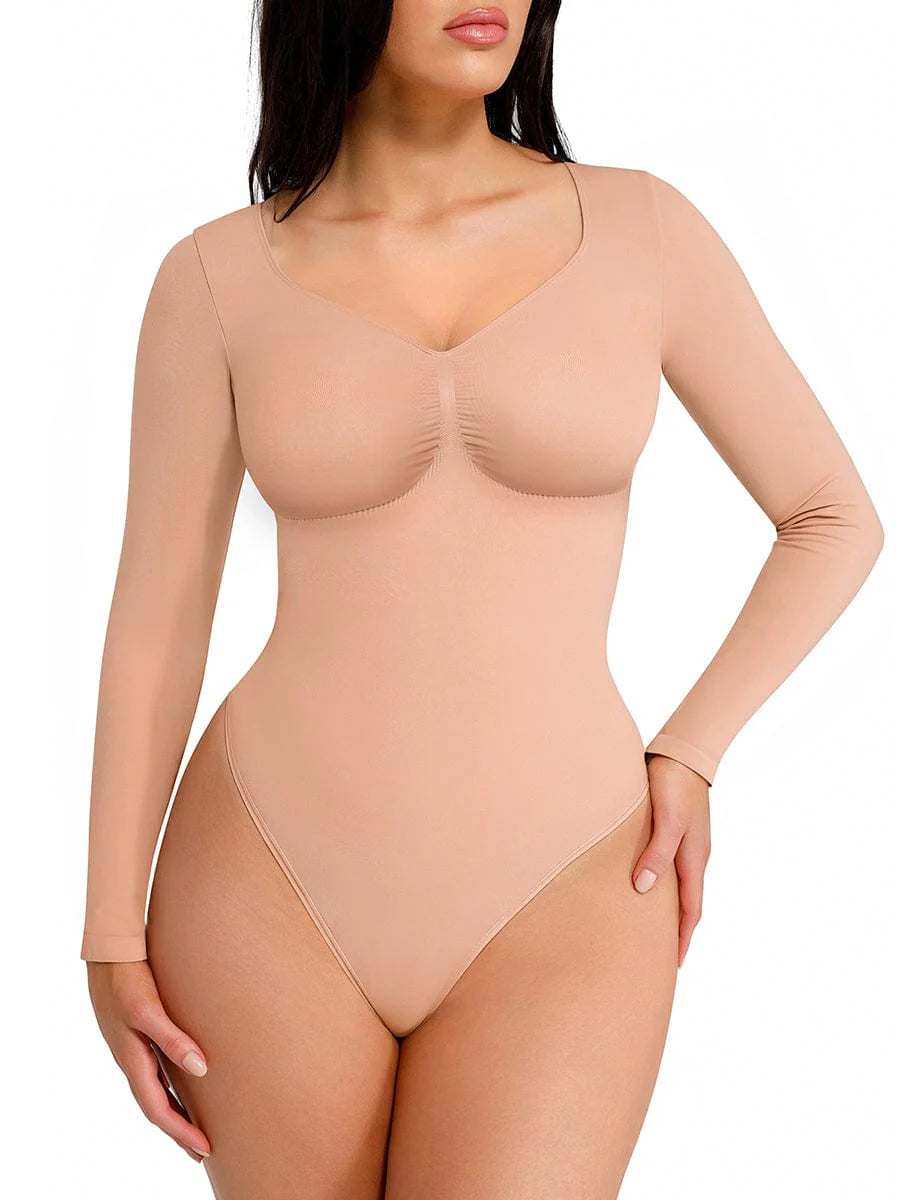 OuterContour Chest Support Full Sleeves Thong Bodysuit