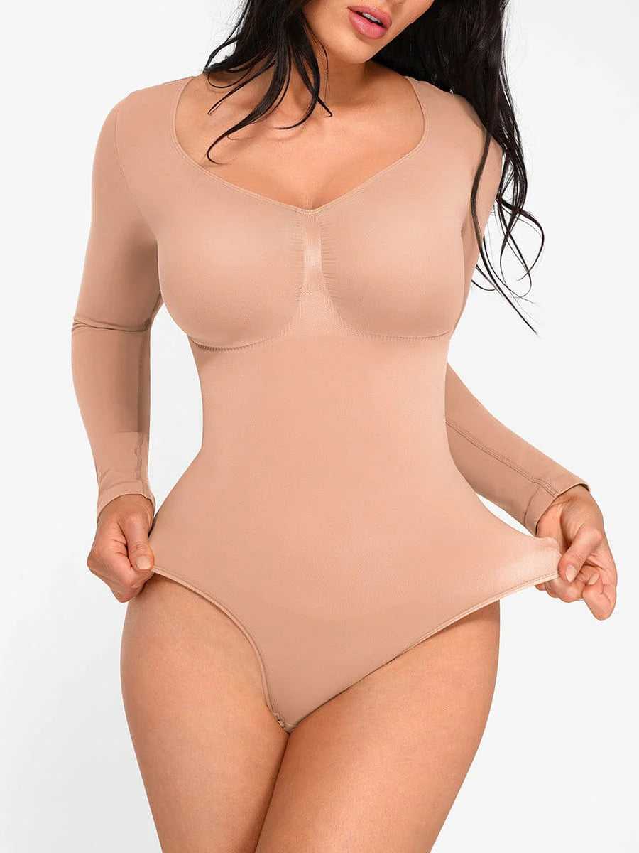 OuterContour Chest Support Full Sleeves Thong Bodysuit